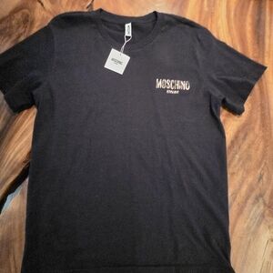 Moschino Black Tee with Gold Accents